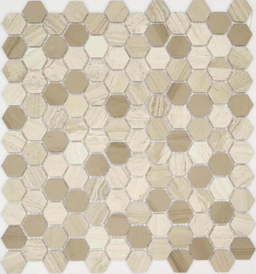 Мозаика Pietrine Hexagonal Travertino, 25х25х6 мм, MOSAICSTORY 30126