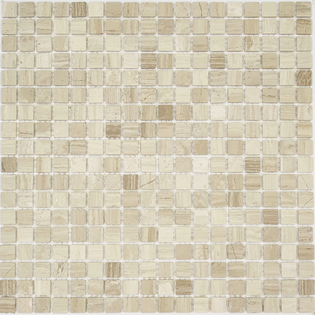 Мозаика Pietrine Travertino Silver POL, 15x15х4 мм, MOSAICSTORY 30062